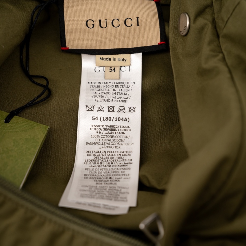 size 54 XXL - Gucci Waxed cotton adjustable length jacket Hooded Parka Green - Picture 10 of 12